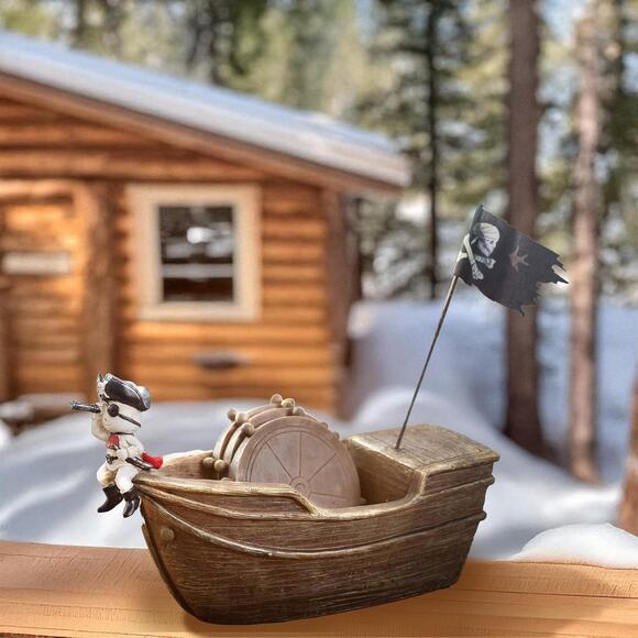 Pirate Ship Coasters Set of 6, Full Size Rustic Coaster in Handmade Canoe, Cute - Picture 6 of 7